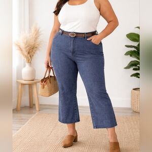 Banana Republic Cropped Flare Jeans Blue Denim Pants Plus Size 20L High Rise